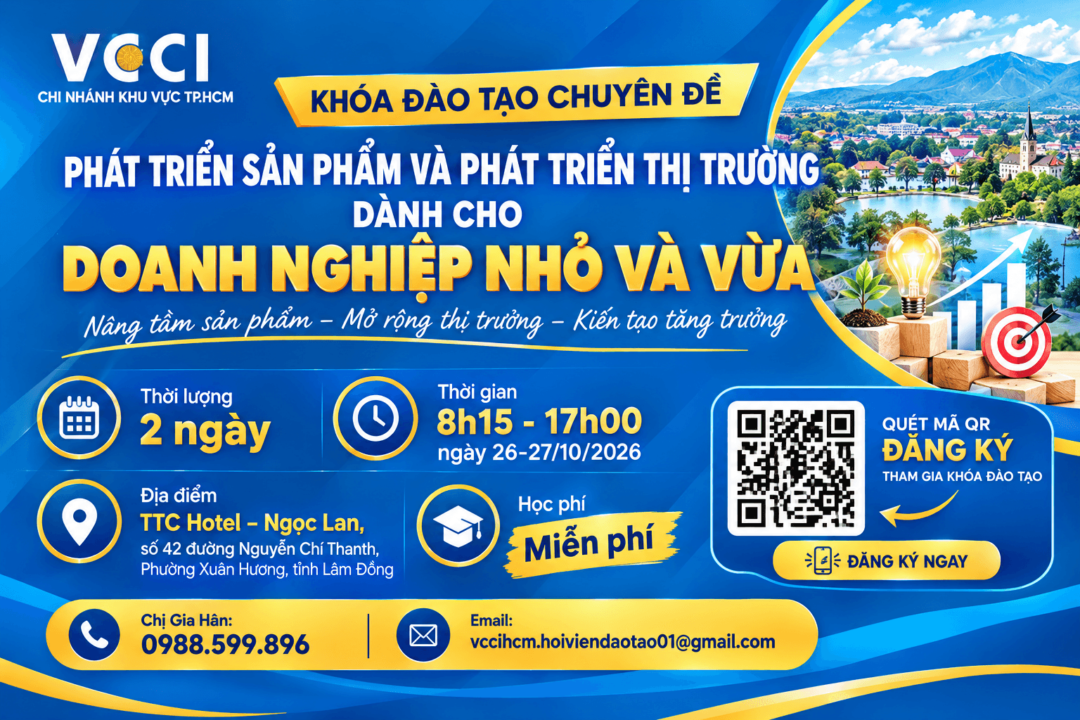 Khóa đào tạo chuyên đề tại Lâm Đồng: Phát triển sản phẩm và phát triển thị trường dành cho doanh nghiệp nhỏ và vừa